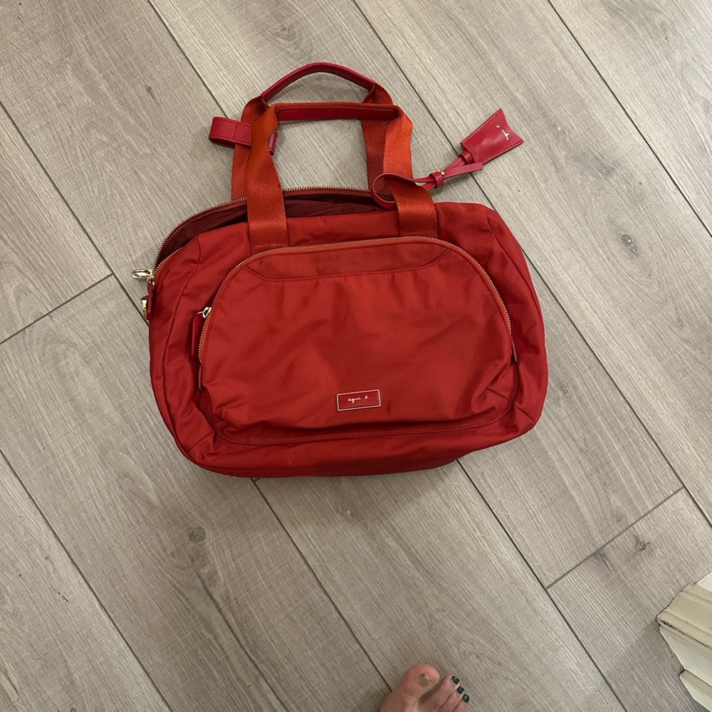 (NWOT) Agnes b Voyage Red Mini Boston Bag FT03 2 Way Shoulder Handbag